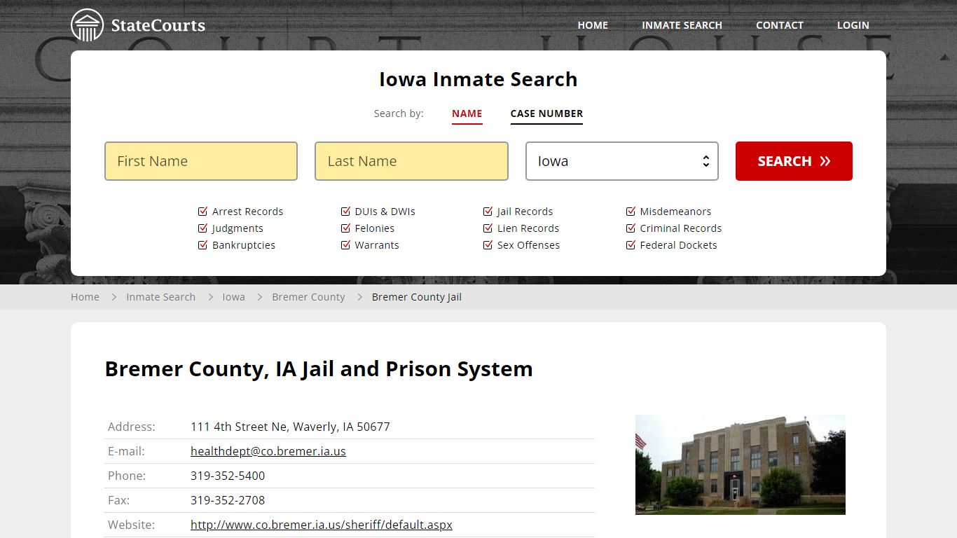 Bremer County Jail Inmate Records Search, Iowa - StateCourts