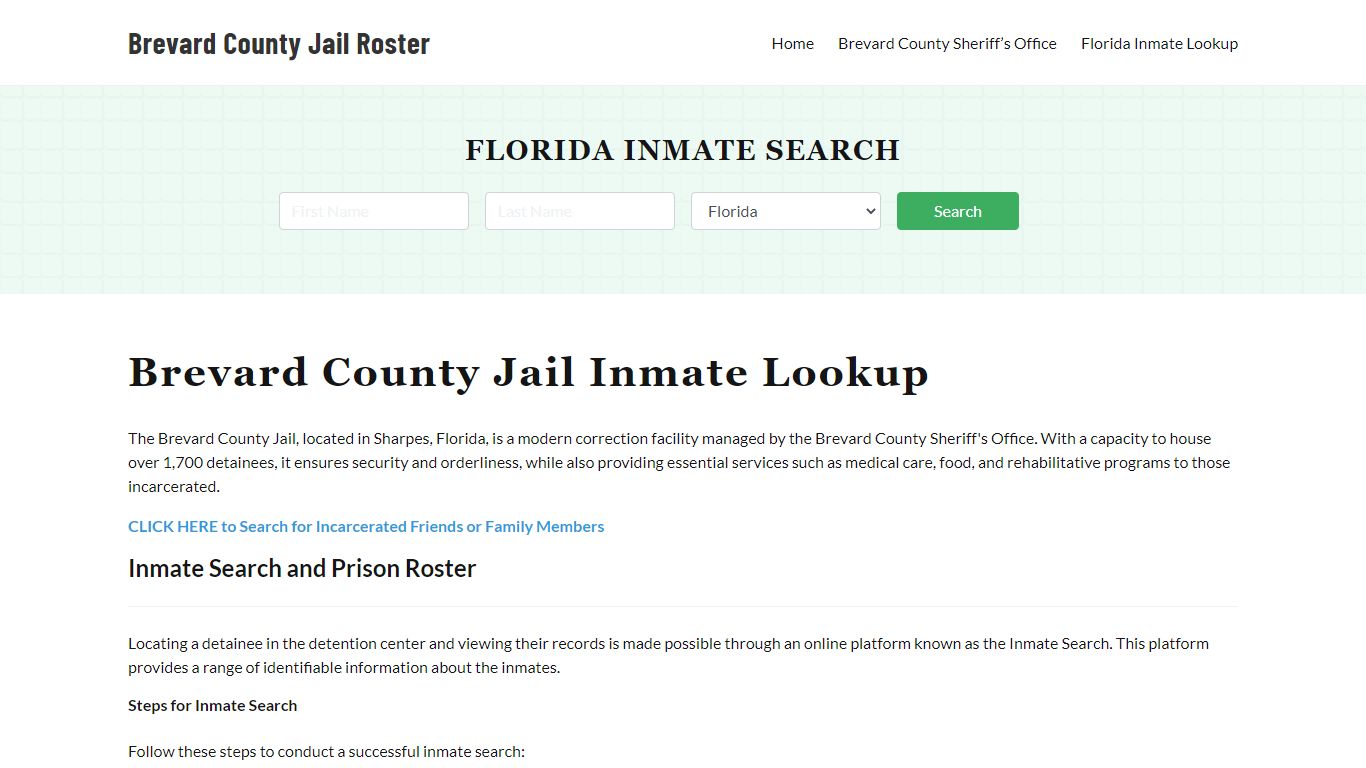 Brevard County Jail Roster Lookup, FL, Inmate Search