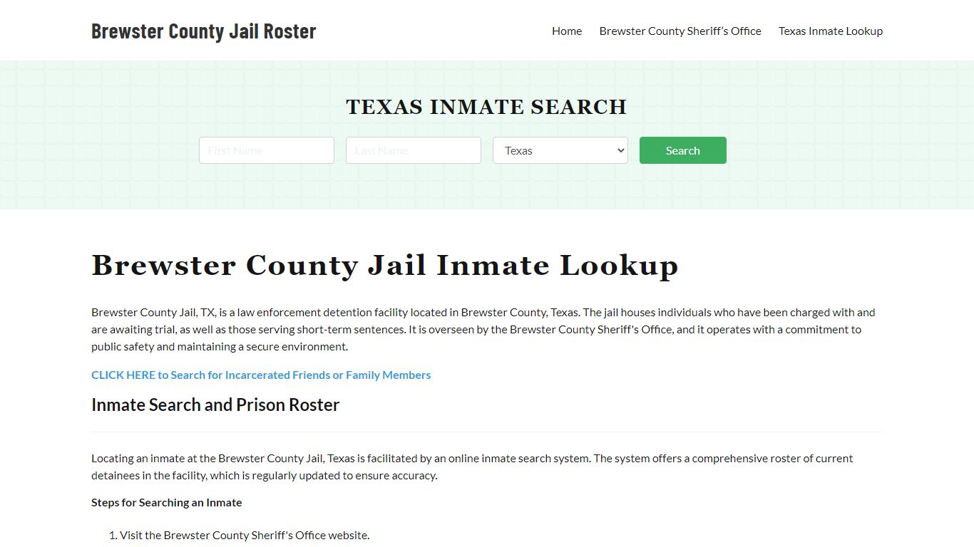 Brewster County Jail Roster Lookup, TX, Inmate Search