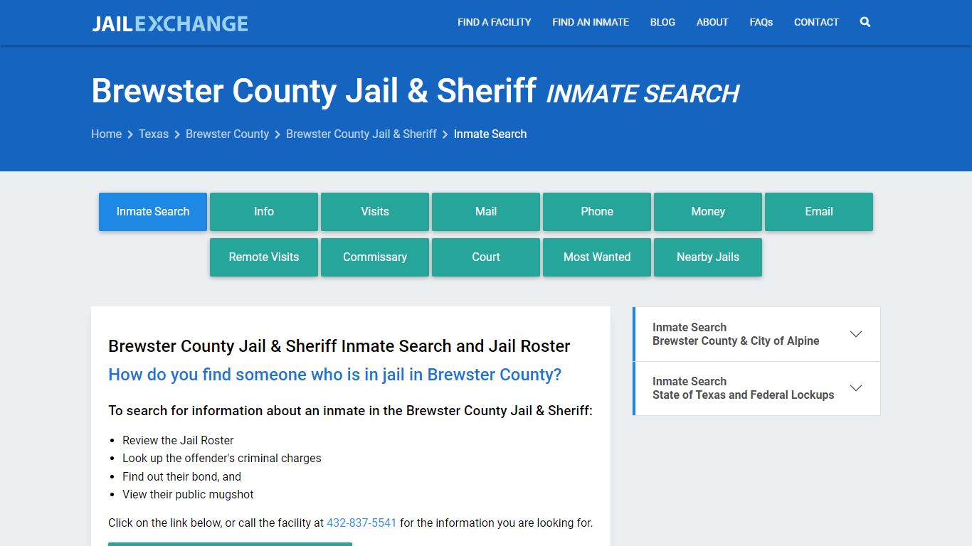 Brewster County Jail & Sheriff Inmate Search - Jail Exchange