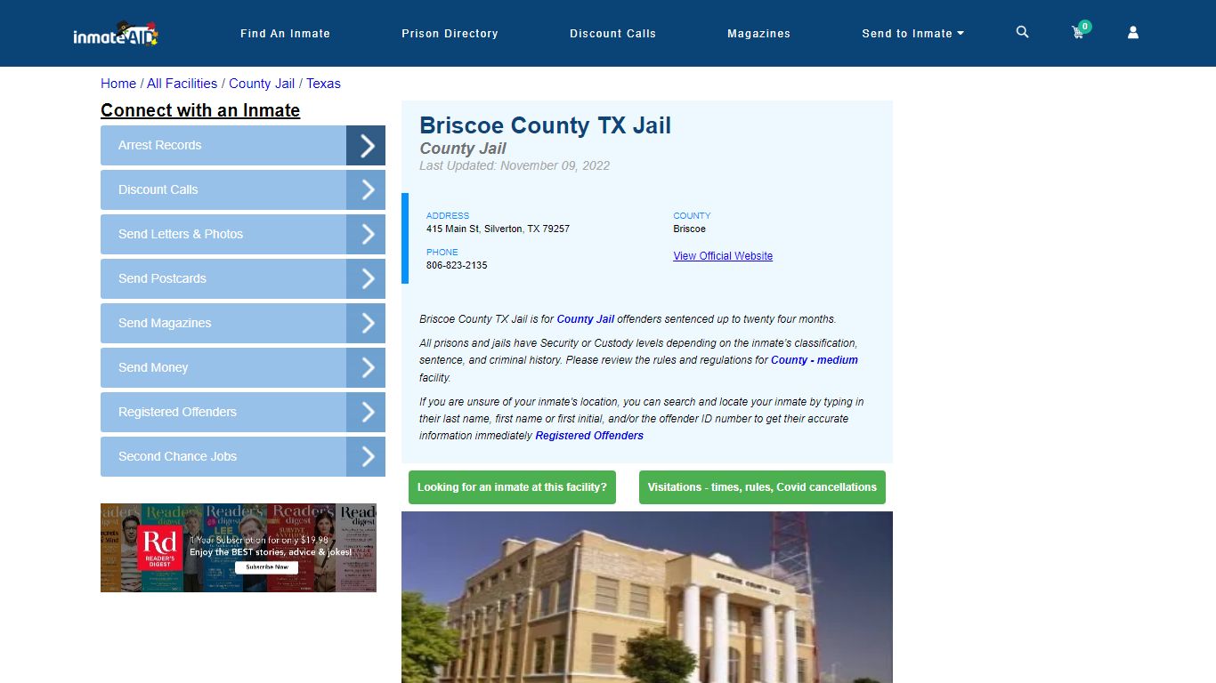 Briscoe County TX Jail - Inmate Locator - Silverton, TX