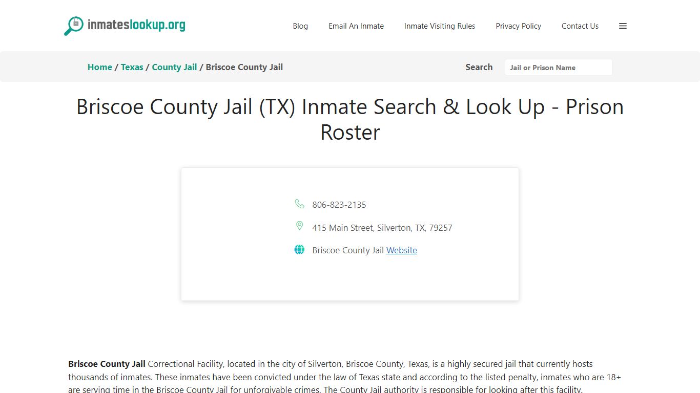 Briscoe County Jail (TX) Inmate Search & Look Up - Prison Roster