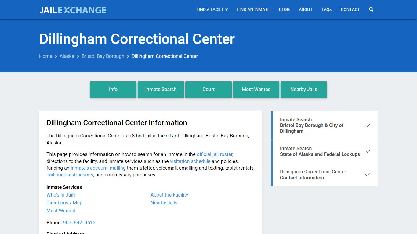Dillingham Correctional Center, AK Inmate Search, Information