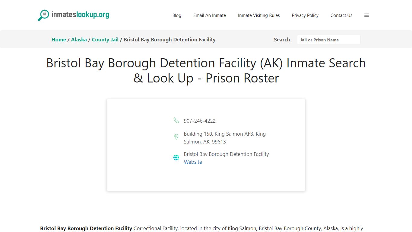 Bristol Bay Borough Detention Facility (AK) Inmate Search & Look Up ...