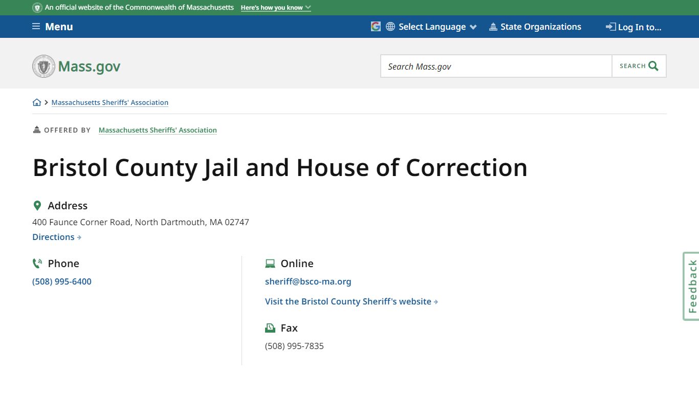 Bristol County Jail and House of Correction | Mass.gov