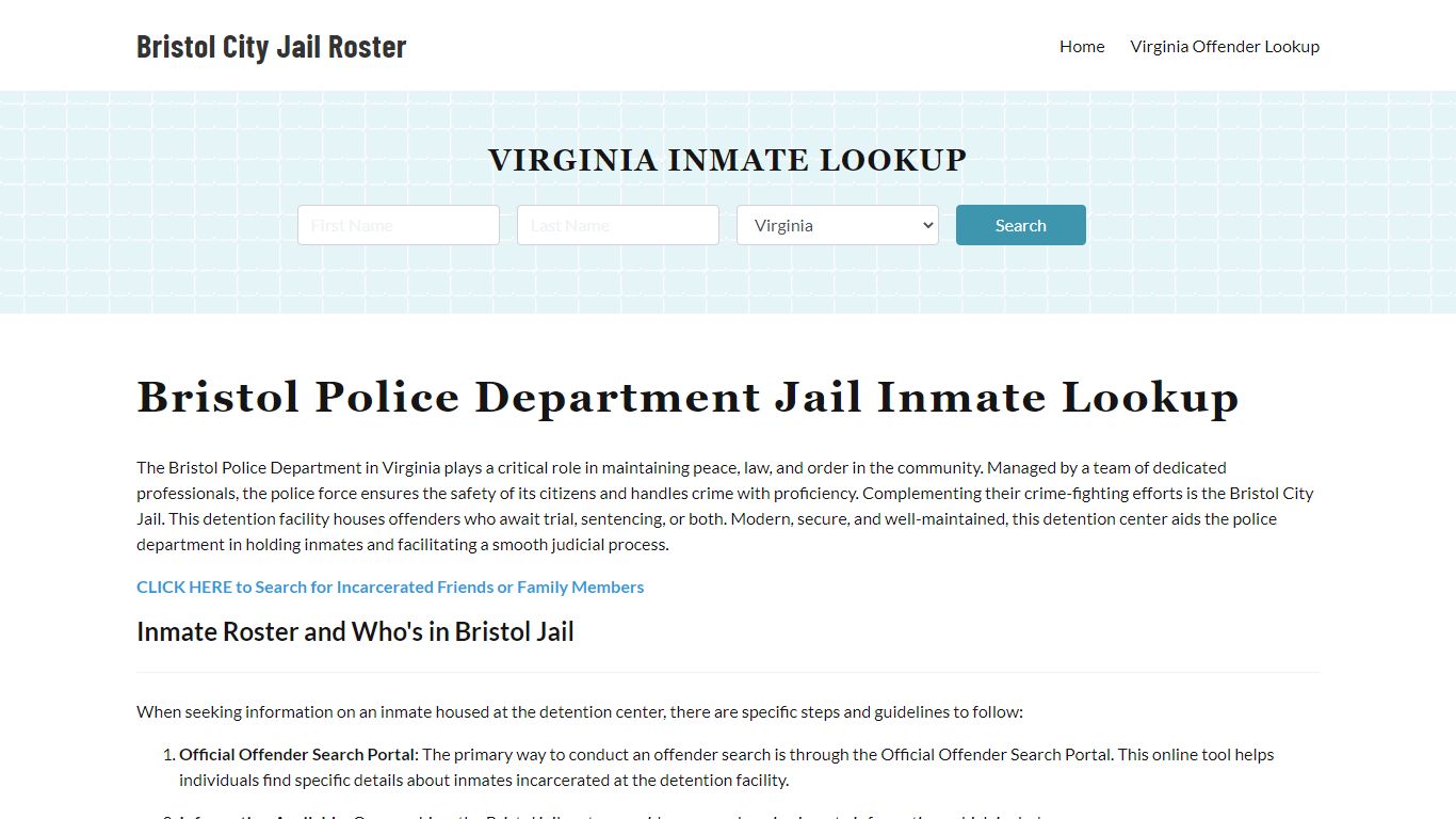 Bristol Police Department & City Jail, VA Inmate Roster, Arrests, Mugshots