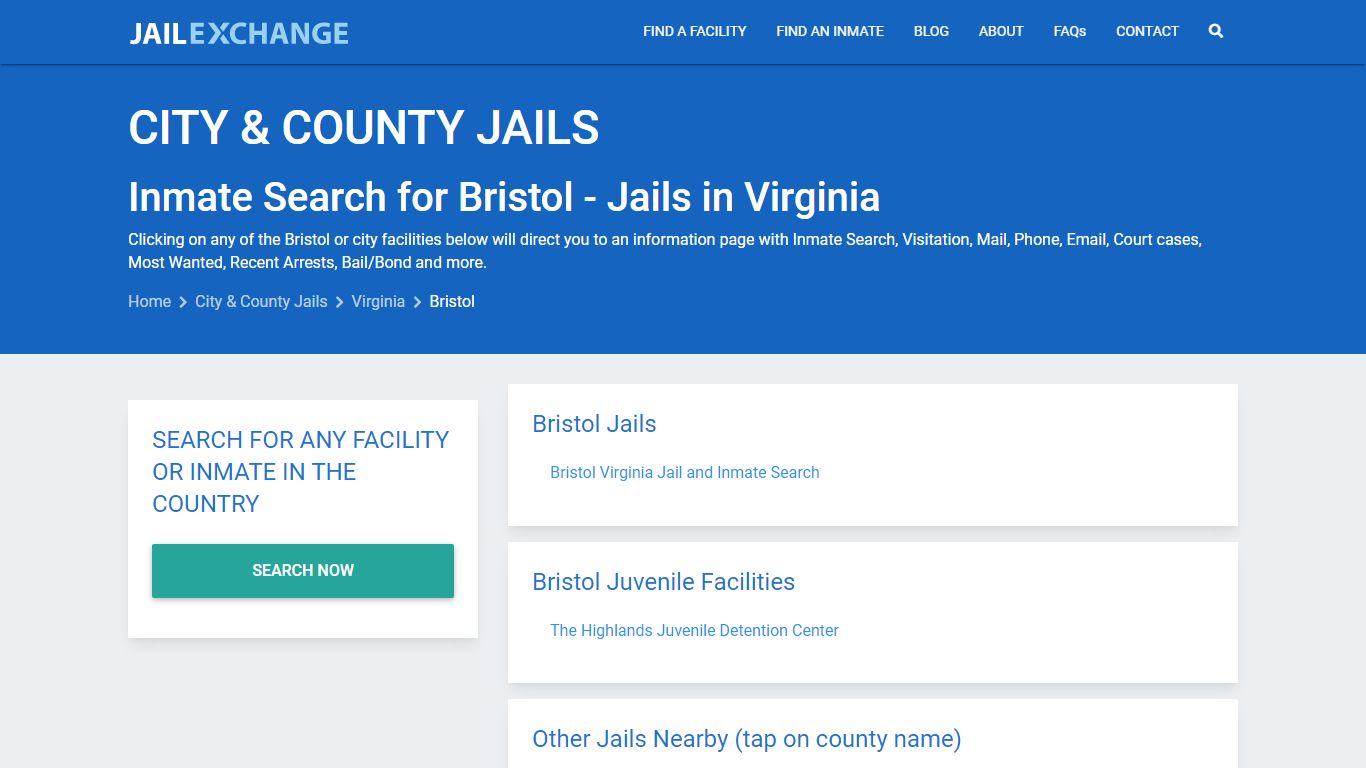 Inmate Search for Bristol | Jails in Virginia - Jail Exchange