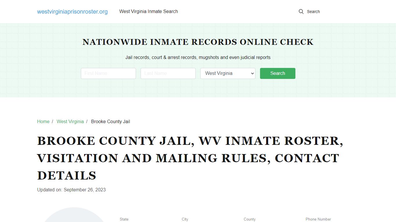 Brooke County Jail, WV Inmate Roster, Contact Details