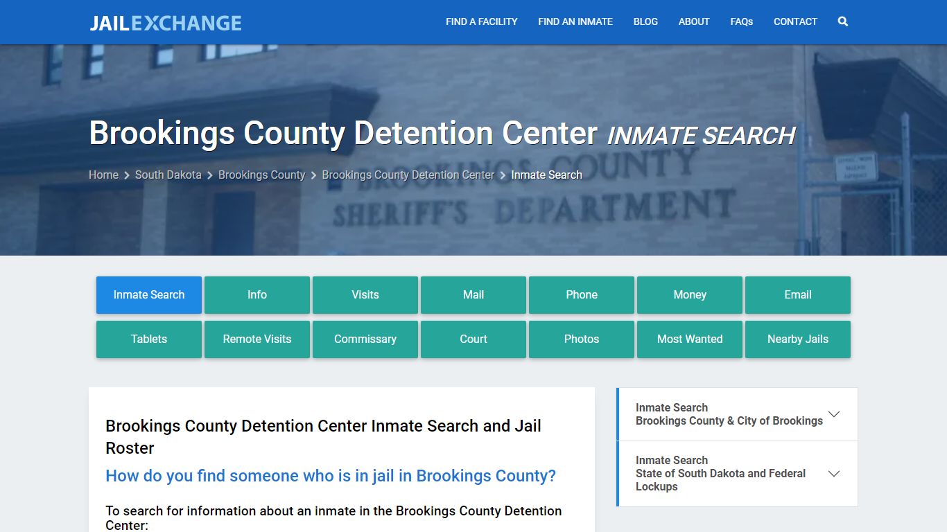 Brookings County Detention Center Inmate Search - Jail Exchange