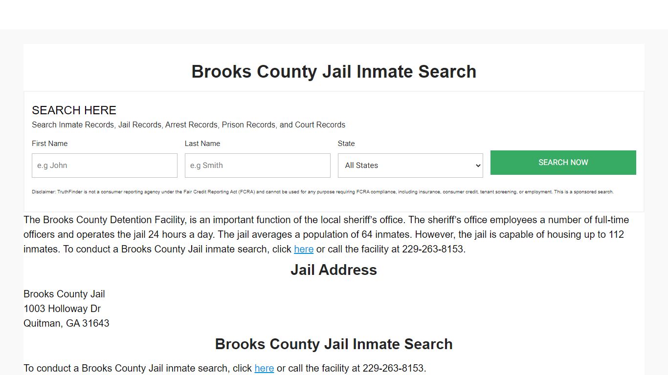 Brooks County Jail Inmate Search