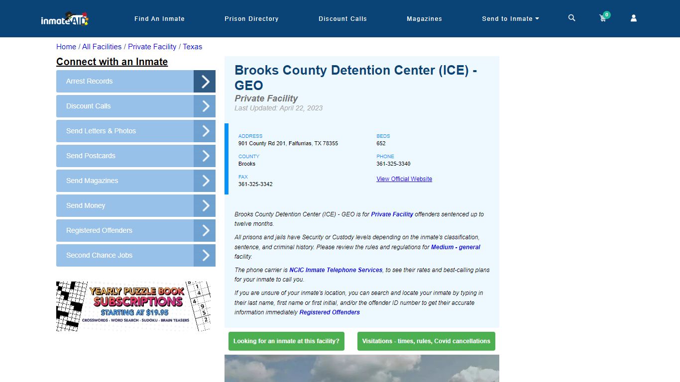 Brooks County Detention Center (ICE) - GEO - Inmate Search - Falfurrias, TX