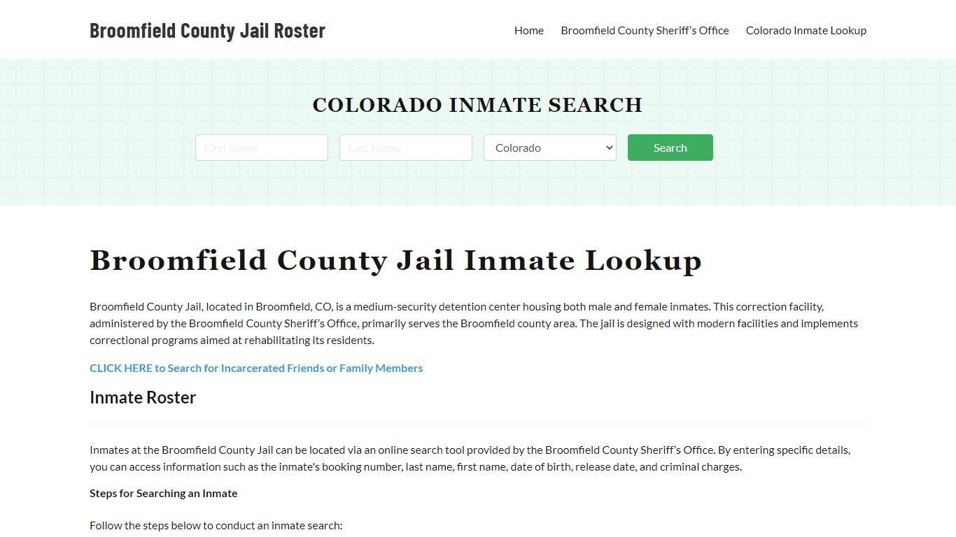 Broomfield County Jail Roster Lookup, CO, Inmate Search