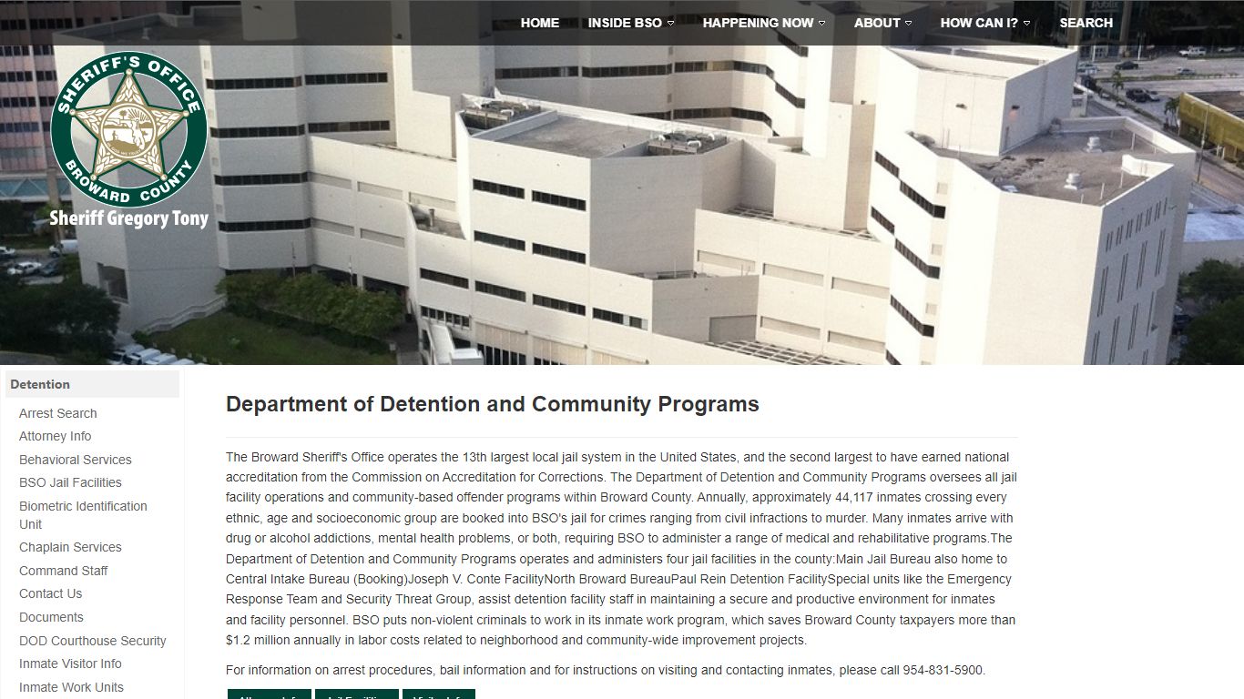 Department of Detention | Broward County - Broward County Sheriff's Office
