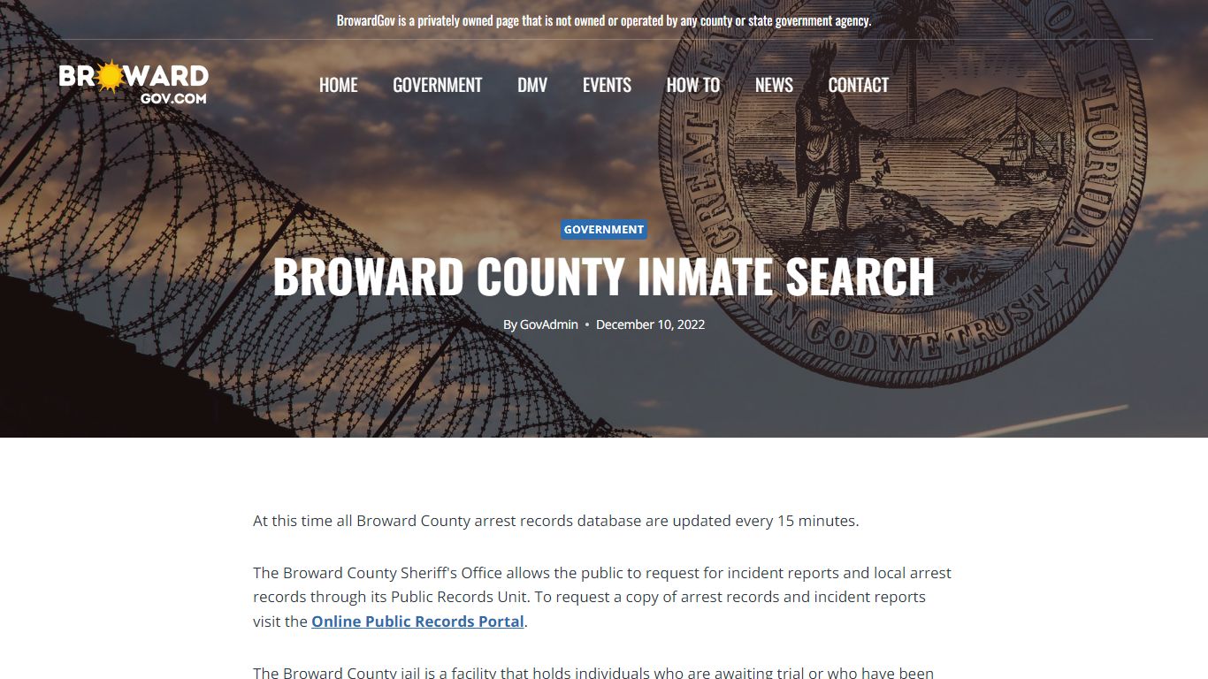 Broward County Inmate Search - Jail Records Portal - BrowardGov