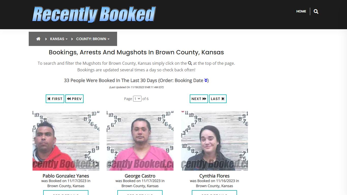 Recent bookings, Arrests, Mugshots in Brown County, Kansas