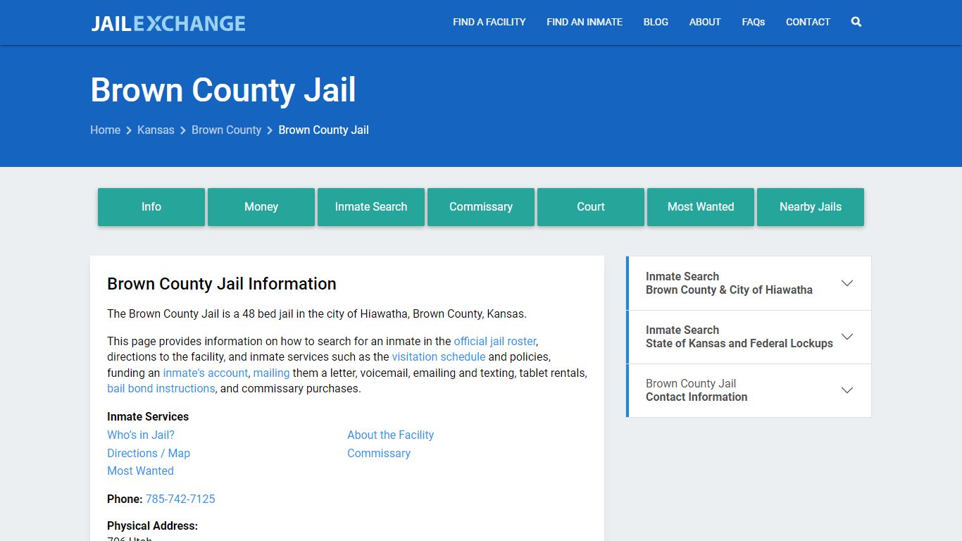 Brown County Jail, KS Inmate Search, Information