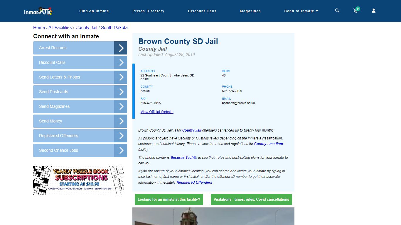 Brown County SD Jail - Inmate Locator - Aberdeen, SD