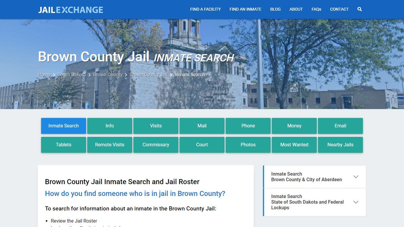 Inmate Search: Roster & Mugshots - Brown County Jail, SD