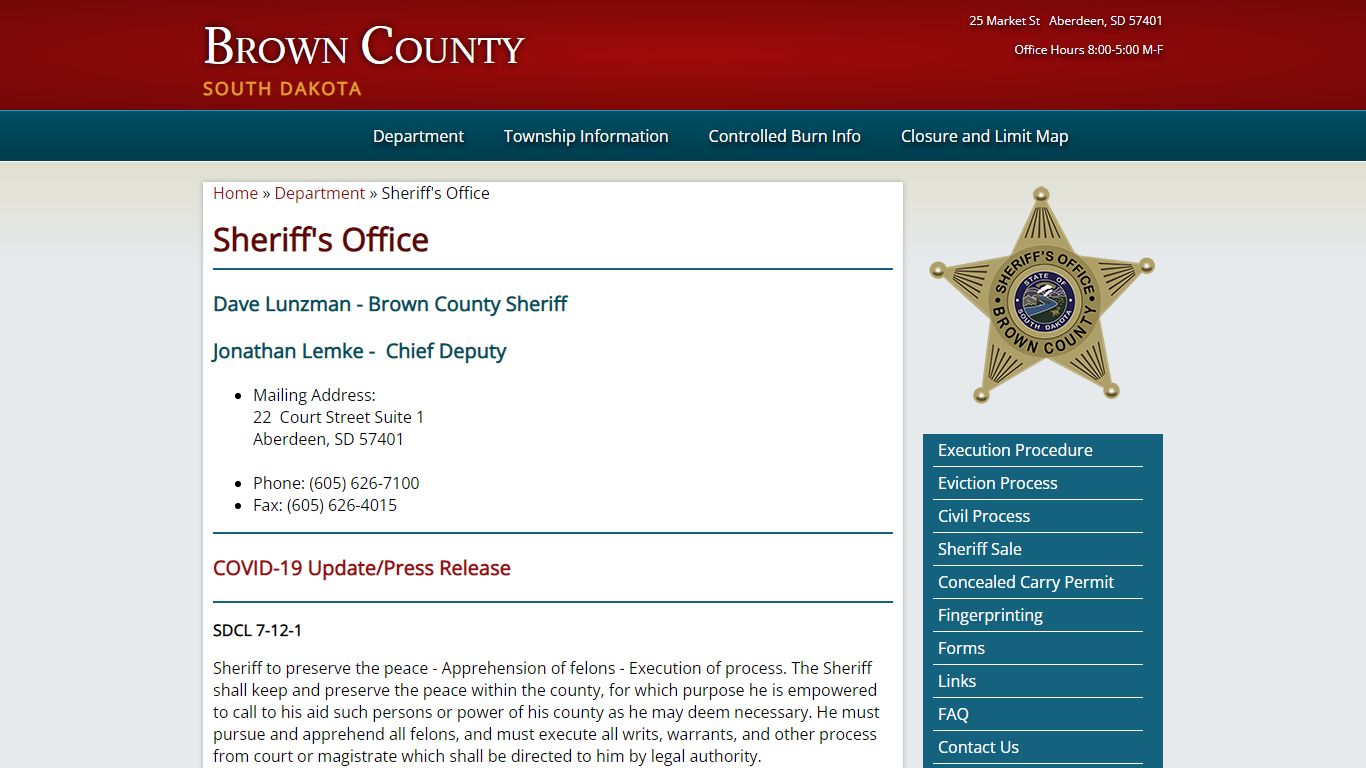 Sheriff's Office | Brown County