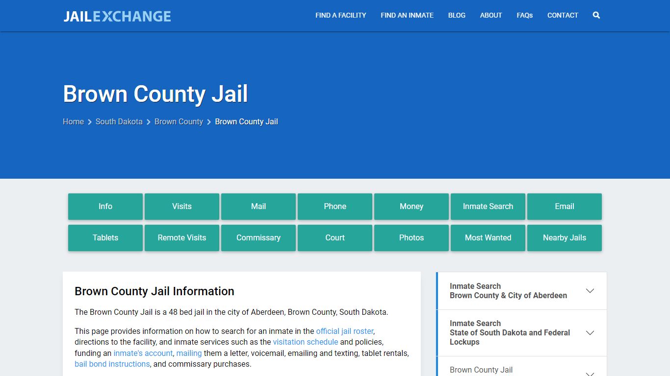 Brown County Jail, SD Inmate Search, Information
