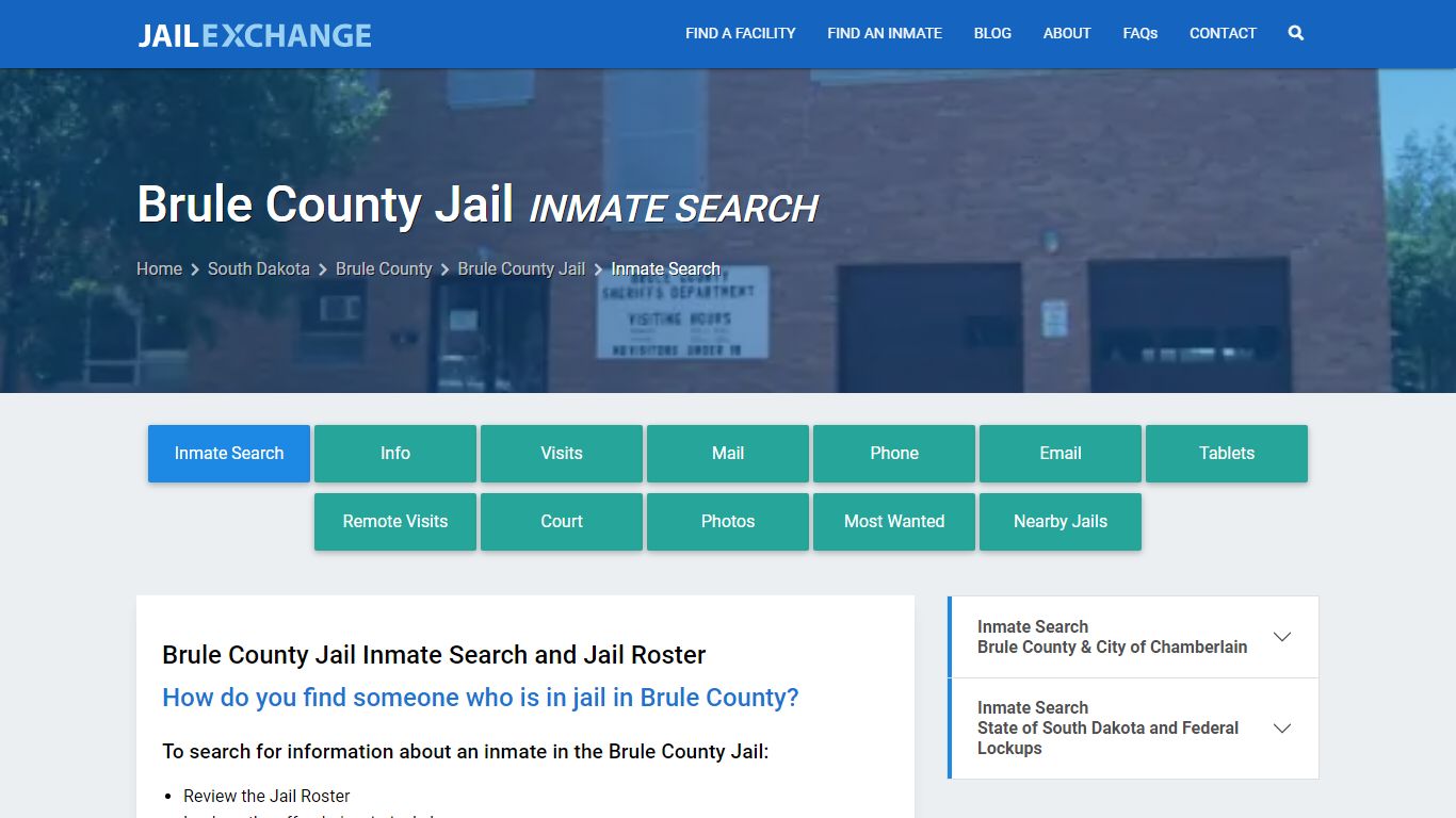 Inmate Search: Roster & Mugshots - Brule County Jail, SD