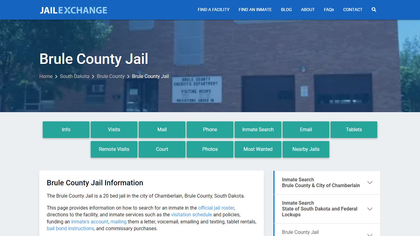 Brule County Jail, SD Inmate Search, Information