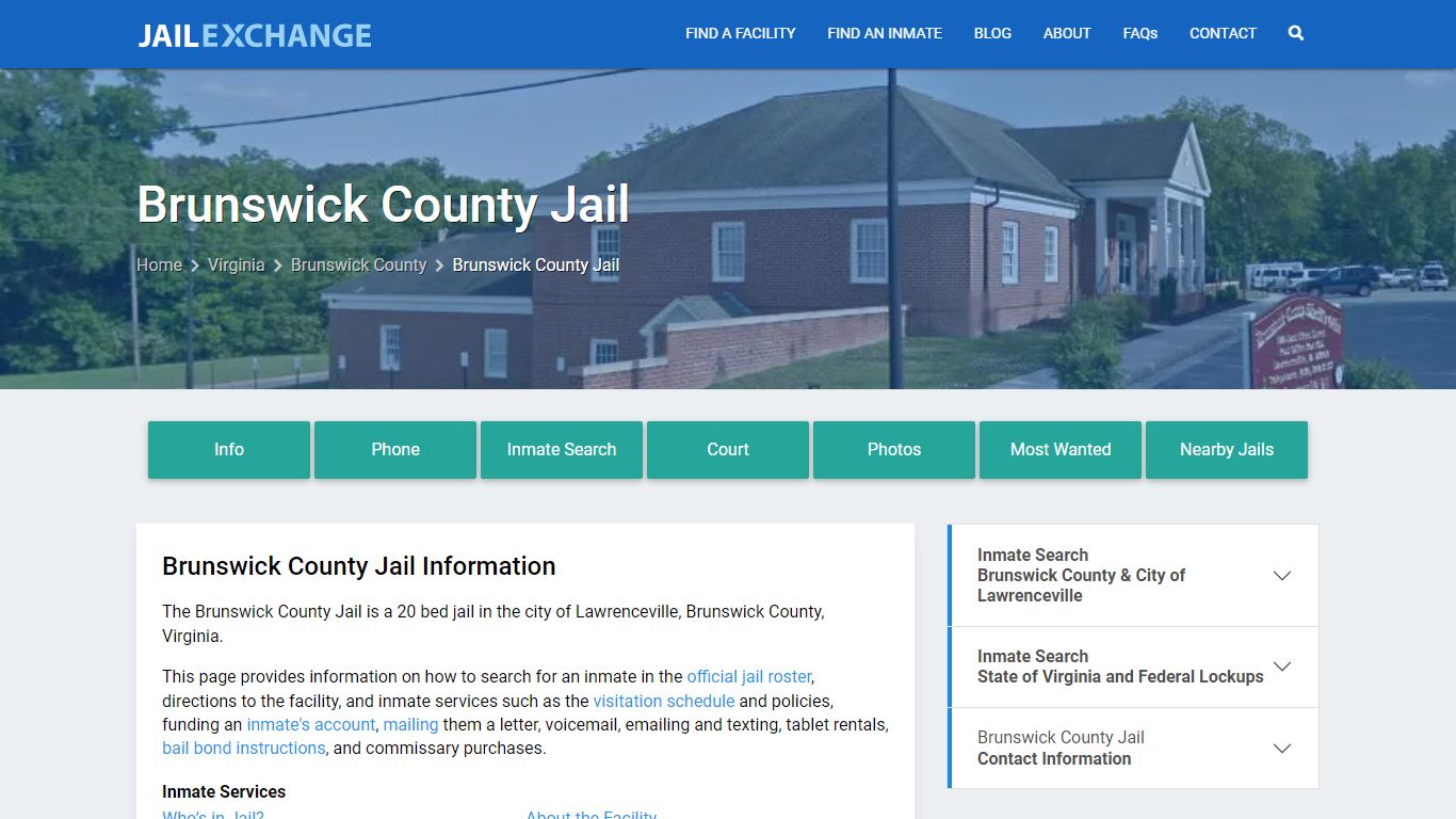 Brunswick County Jail, VA Inmate Search, Information