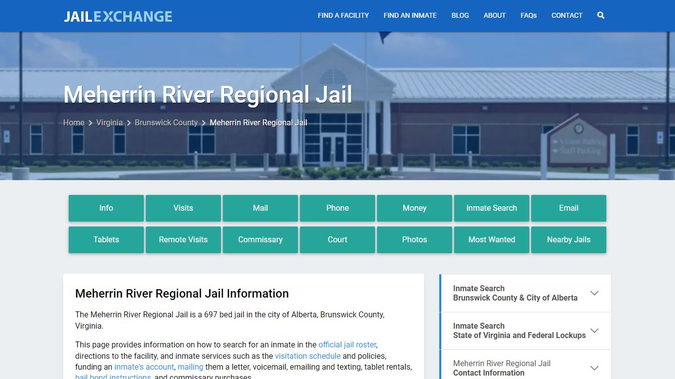 Meherrin River Regional Jail, VA Inmate Search, Information