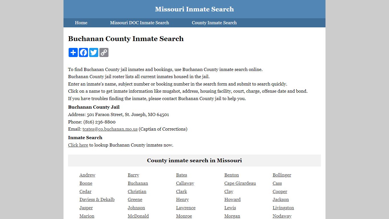 Buchanan County Inmate Search