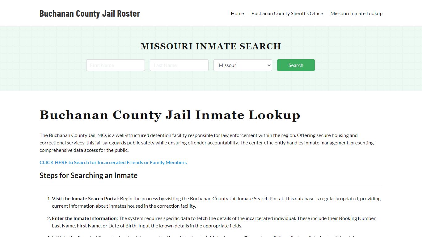 Buchanan County Jail Roster Lookup, MO, Inmate Search