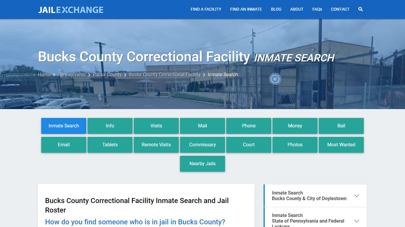 Bucks County Correctional Facility Inmate Search - Jail Exchange