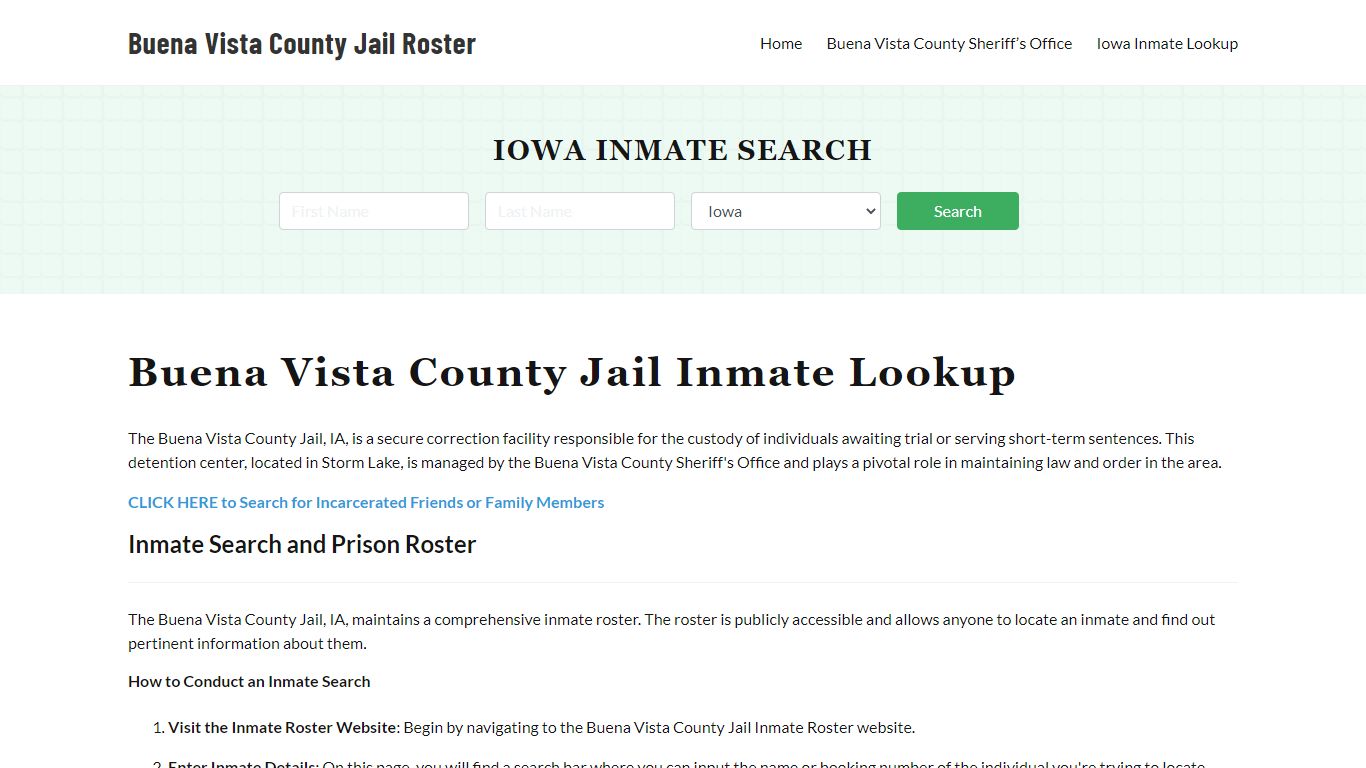 Buena Vista County Jail Roster Lookup, IA, Inmate Search