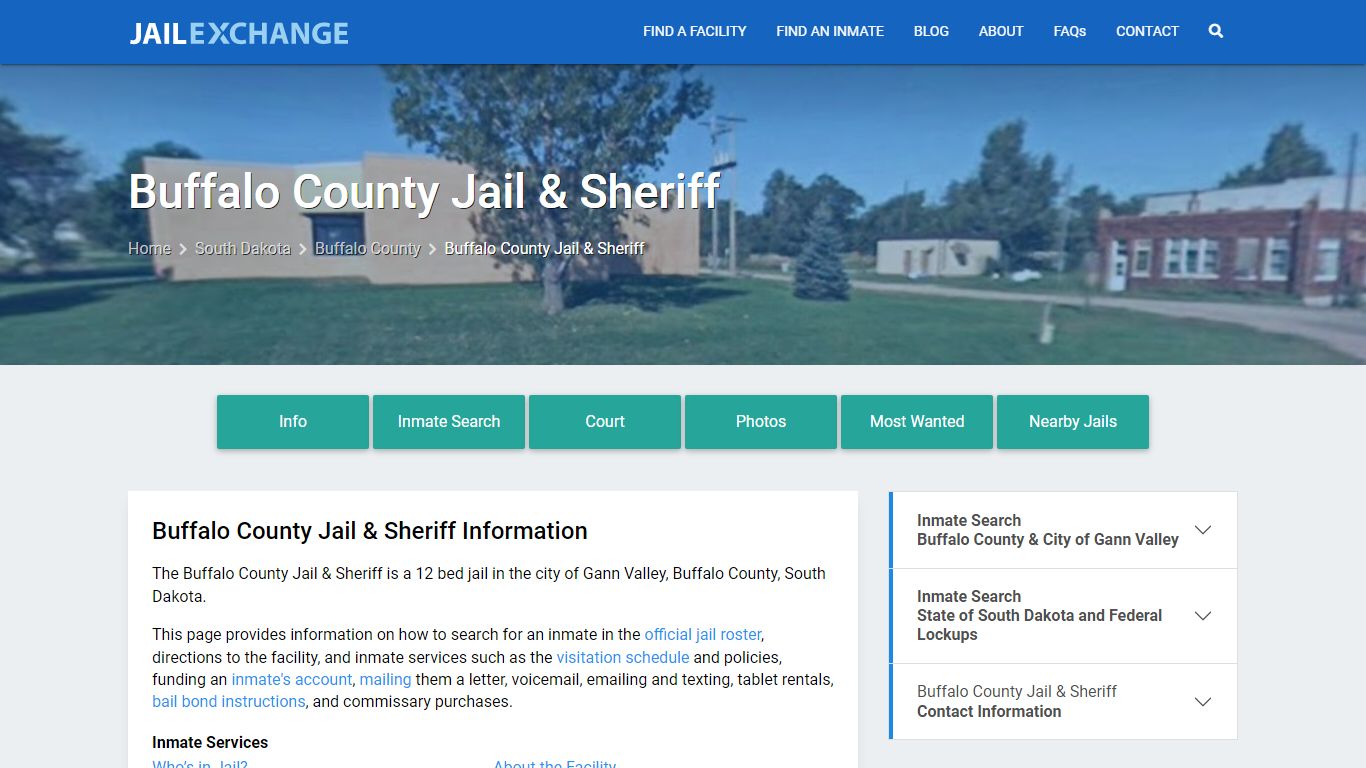 Buffalo County Jail & Sheriff, SD Inmate Search, Information