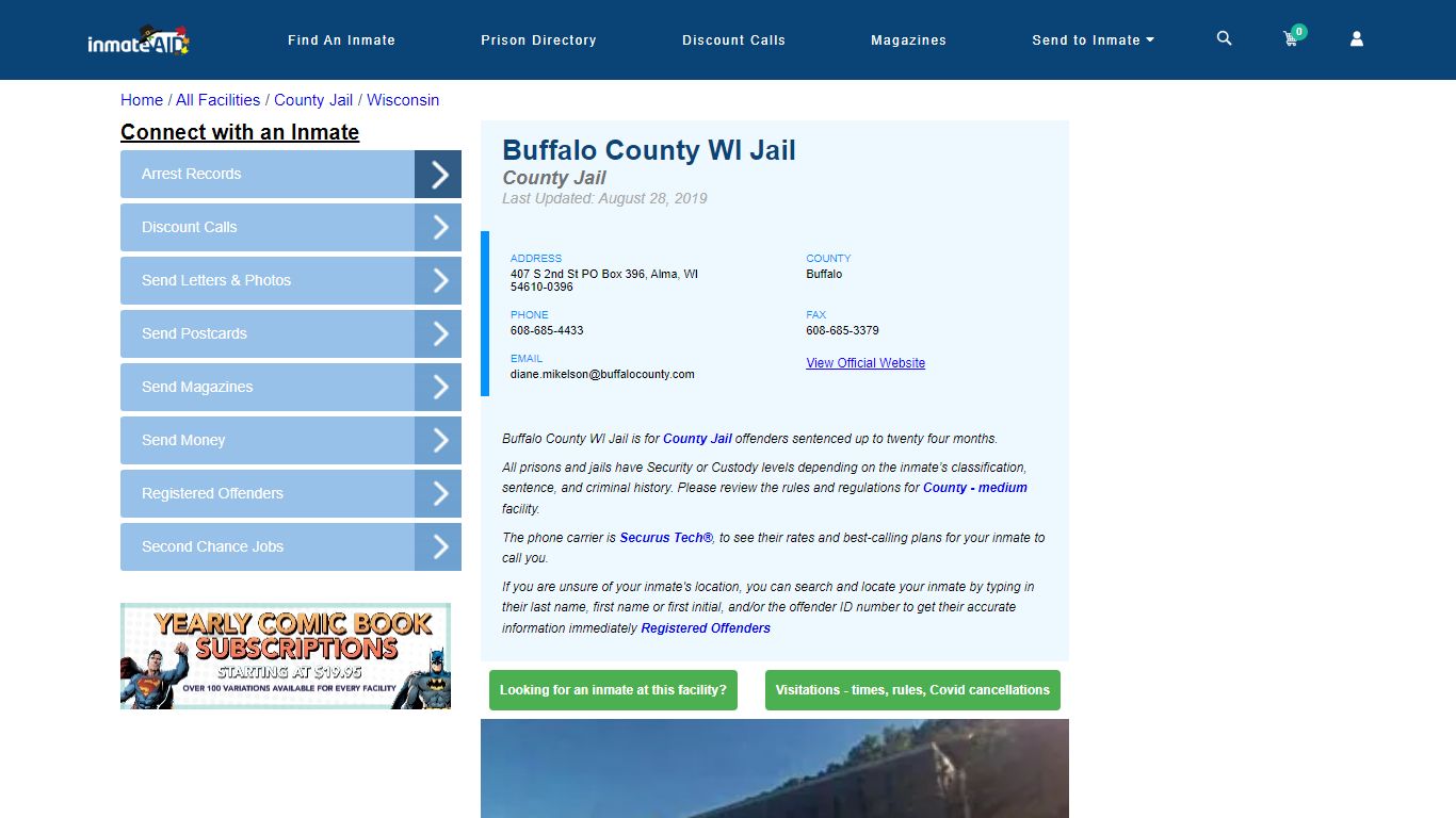 Buffalo County WI Jail - Inmate Locator - Alma, WI