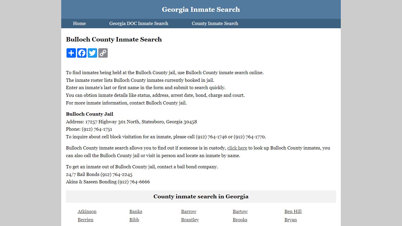 Bulloch County Inmate Search
