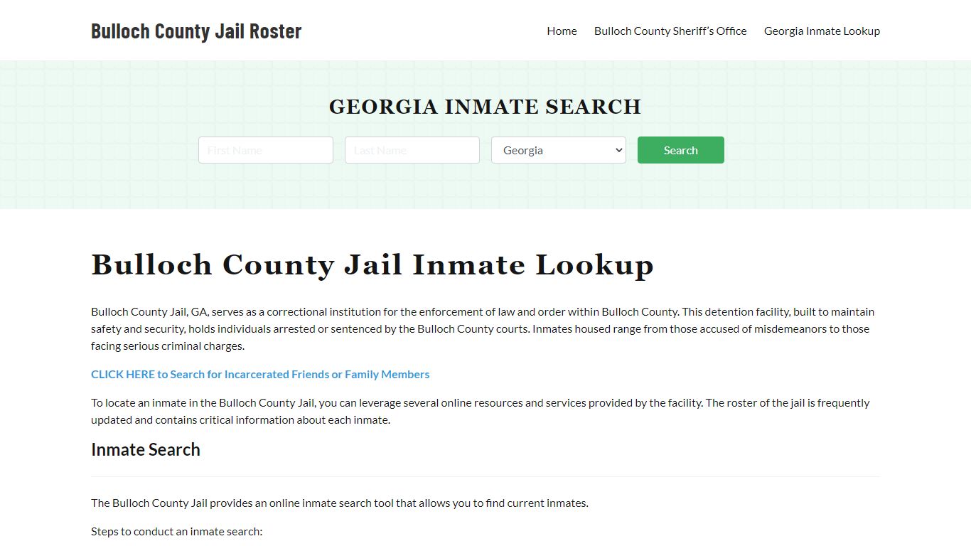 Bulloch County Jail Roster Lookup, GA, Inmate Search