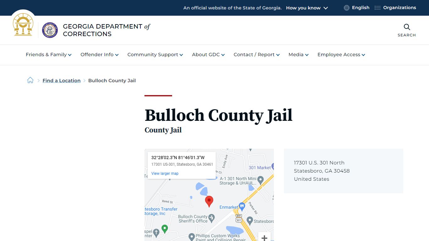 Bulloch County Jail | Georgia Department of Corrections