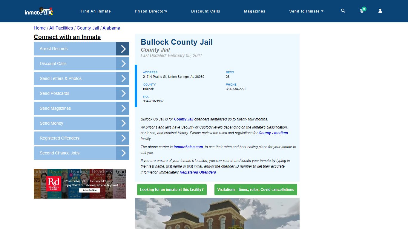 Bullock County Jail - Inmate Locator - Union Springs, AL