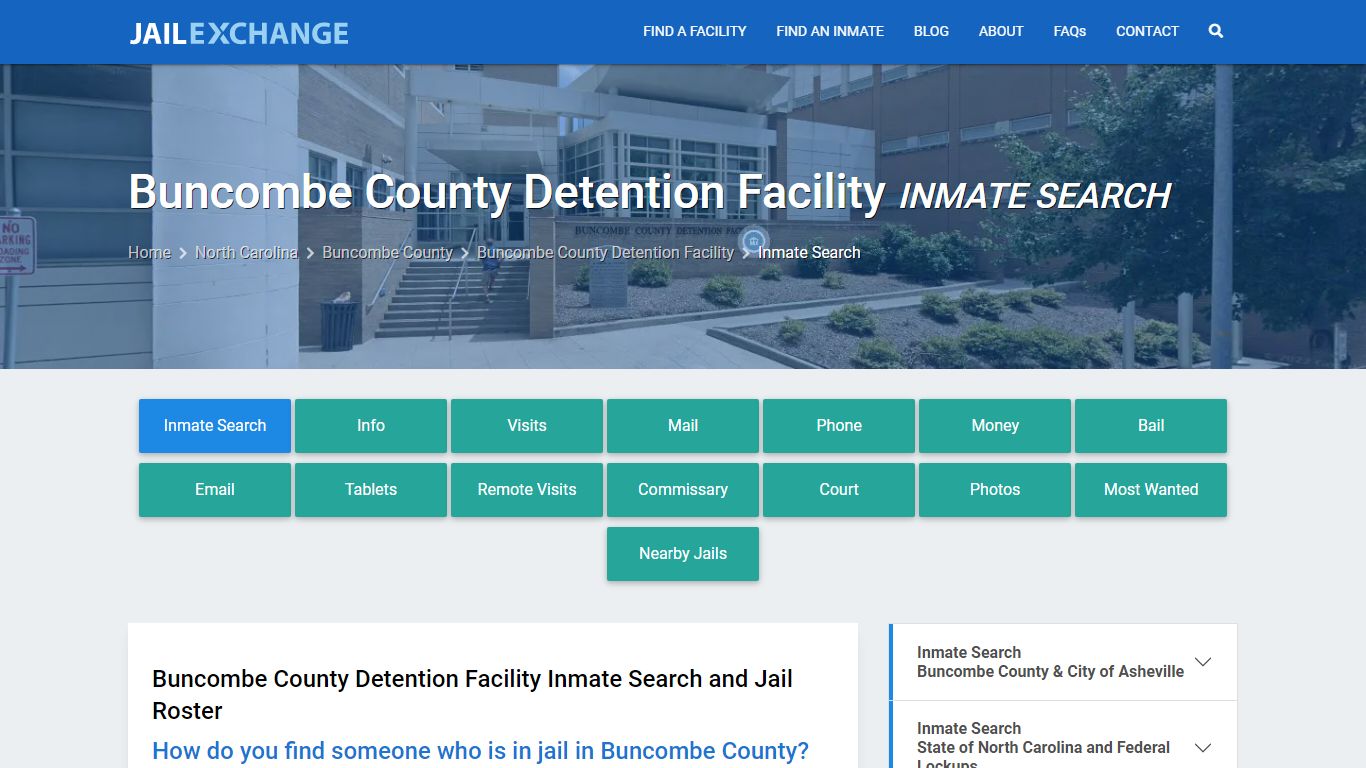 Buncombe County Detention Facility Inmate Search - Jail Exchange