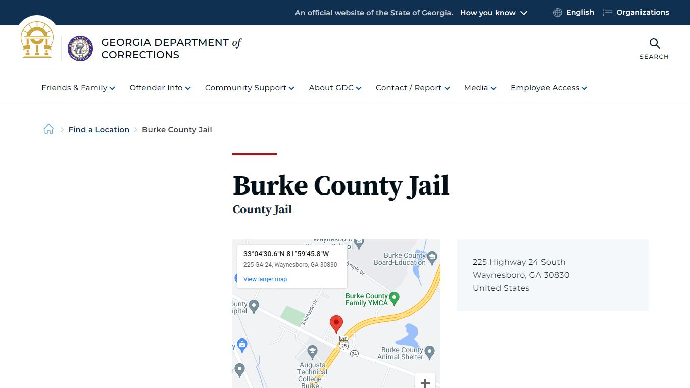 Burke County Jail | Georgia Department of Corrections