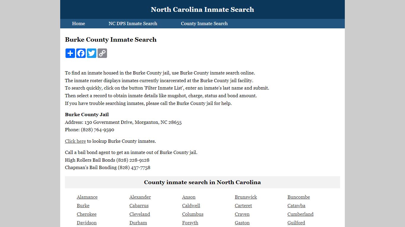 Burke County Inmate Search