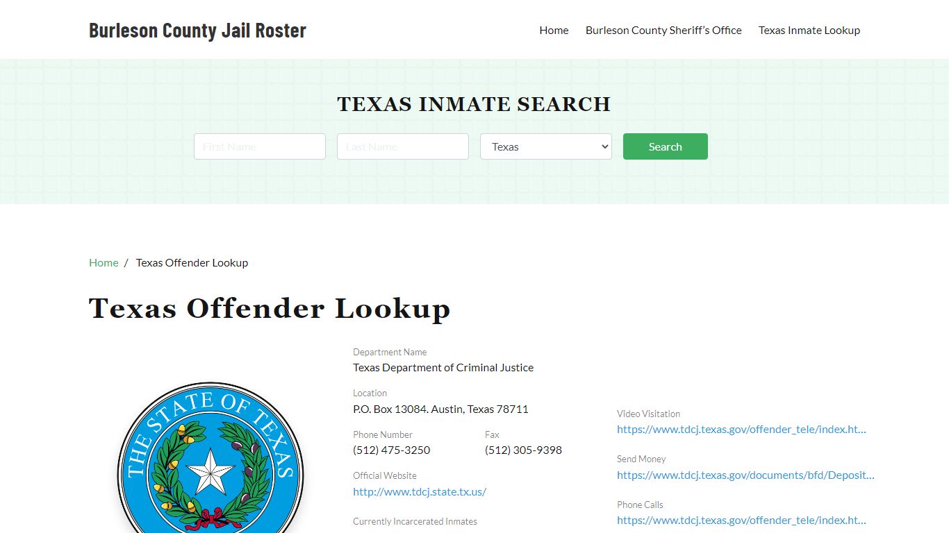 Texas Inmate Search, Jail Rosters - Burleson County Jail