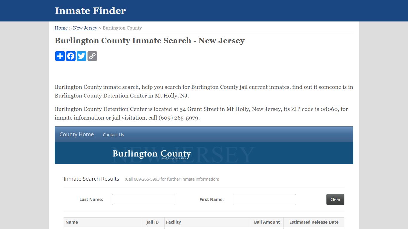 Burlington County Inmate Search - New Jersey