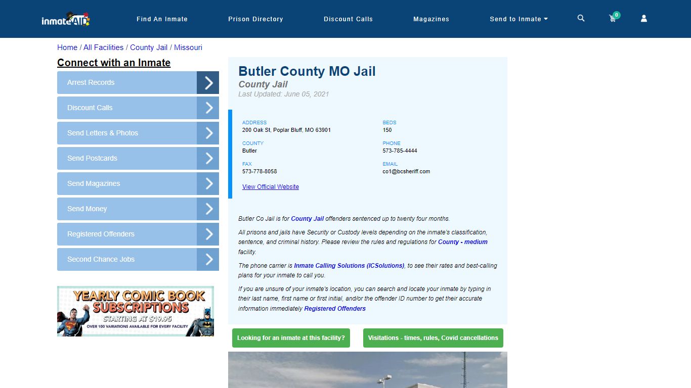 Butler County MO Jail - Inmate Locator - Poplar Bluff, MO