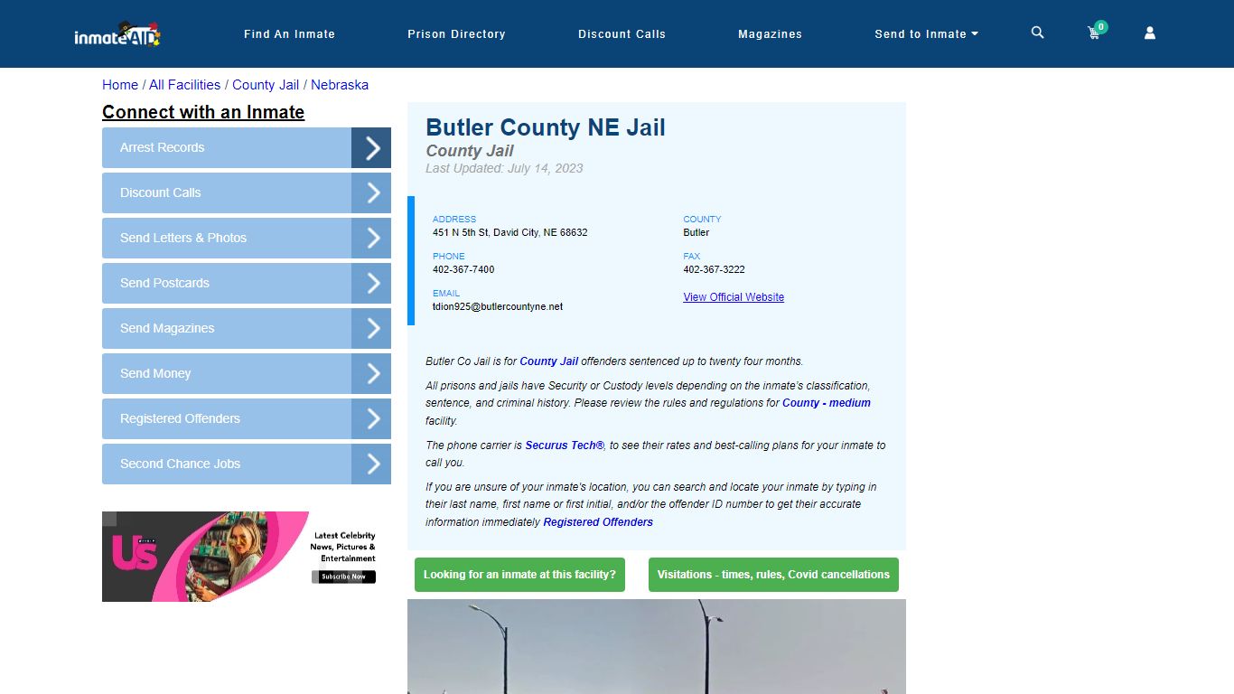 Butler County NE Jail - Inmate Locator - David City, NE