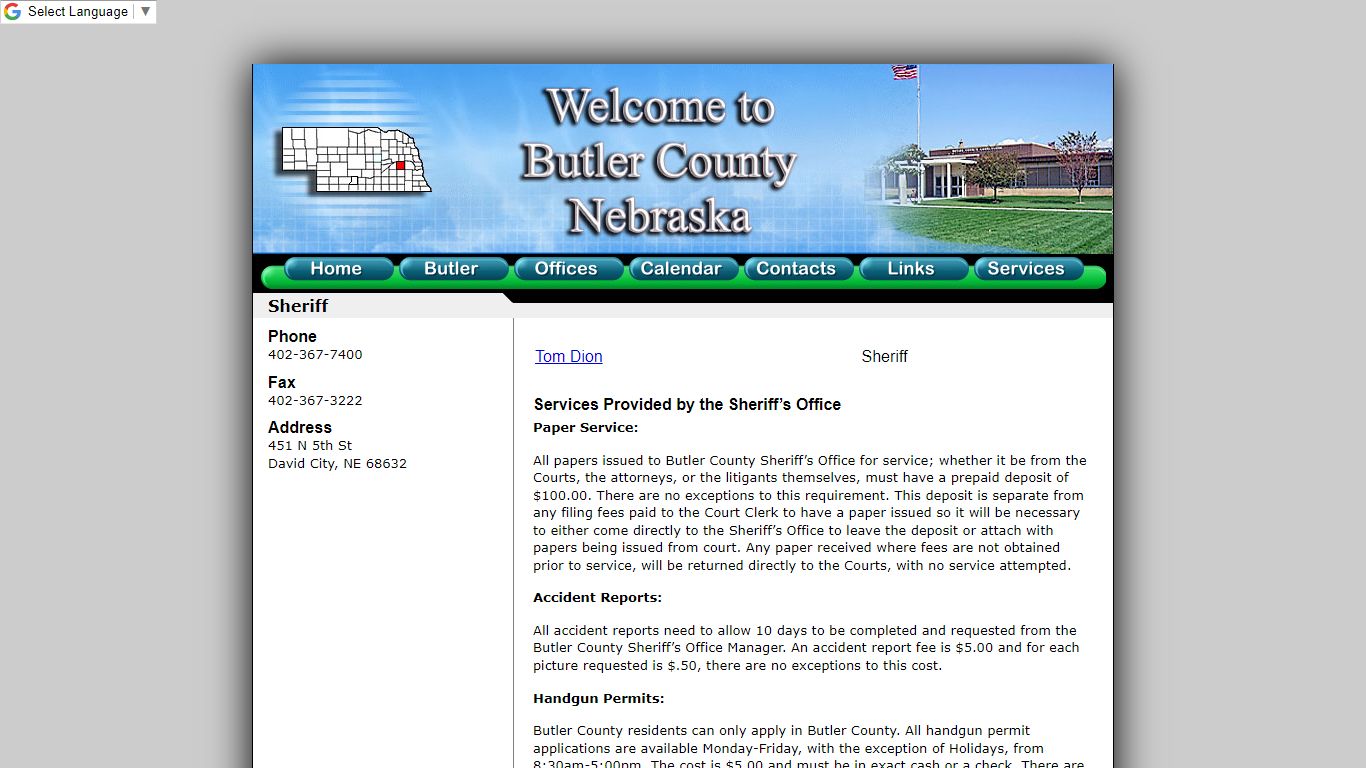 Sheriff - Butler County Ne
