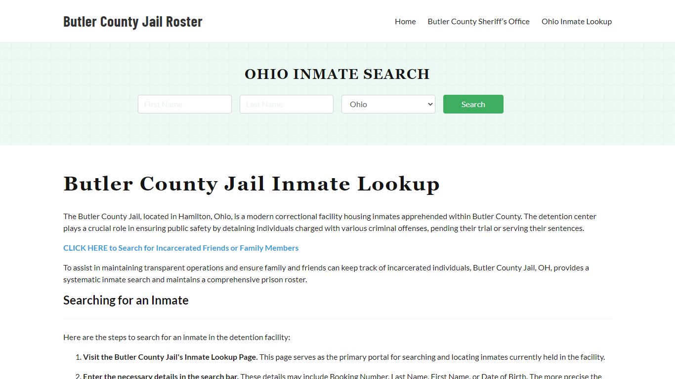 Butler County Jail Roster Lookup, OH, Inmate Search