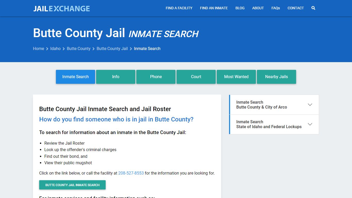 Inmate Search: Roster & Mugshots - Butte County Jail, ID