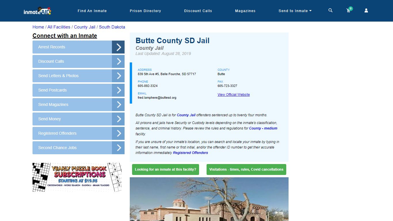 Butte County SD Jail - Inmate Locator - Belle Fourche, SD