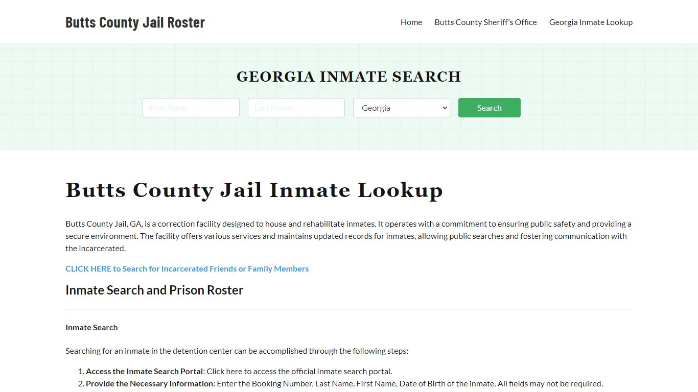 Butts County Jail Roster Lookup, GA, Inmate Search